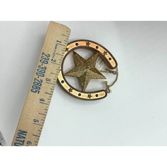 Gold Glitter Barn STAR Horseshoe Christmas Ornament Western Decor Horse Set of 4 - Picture 3 of 4